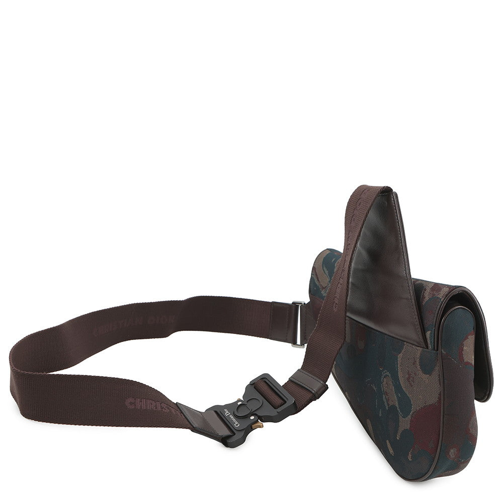 Dior Peter Doyck collaboration camouflage saddlebag Brown Canvas Leather