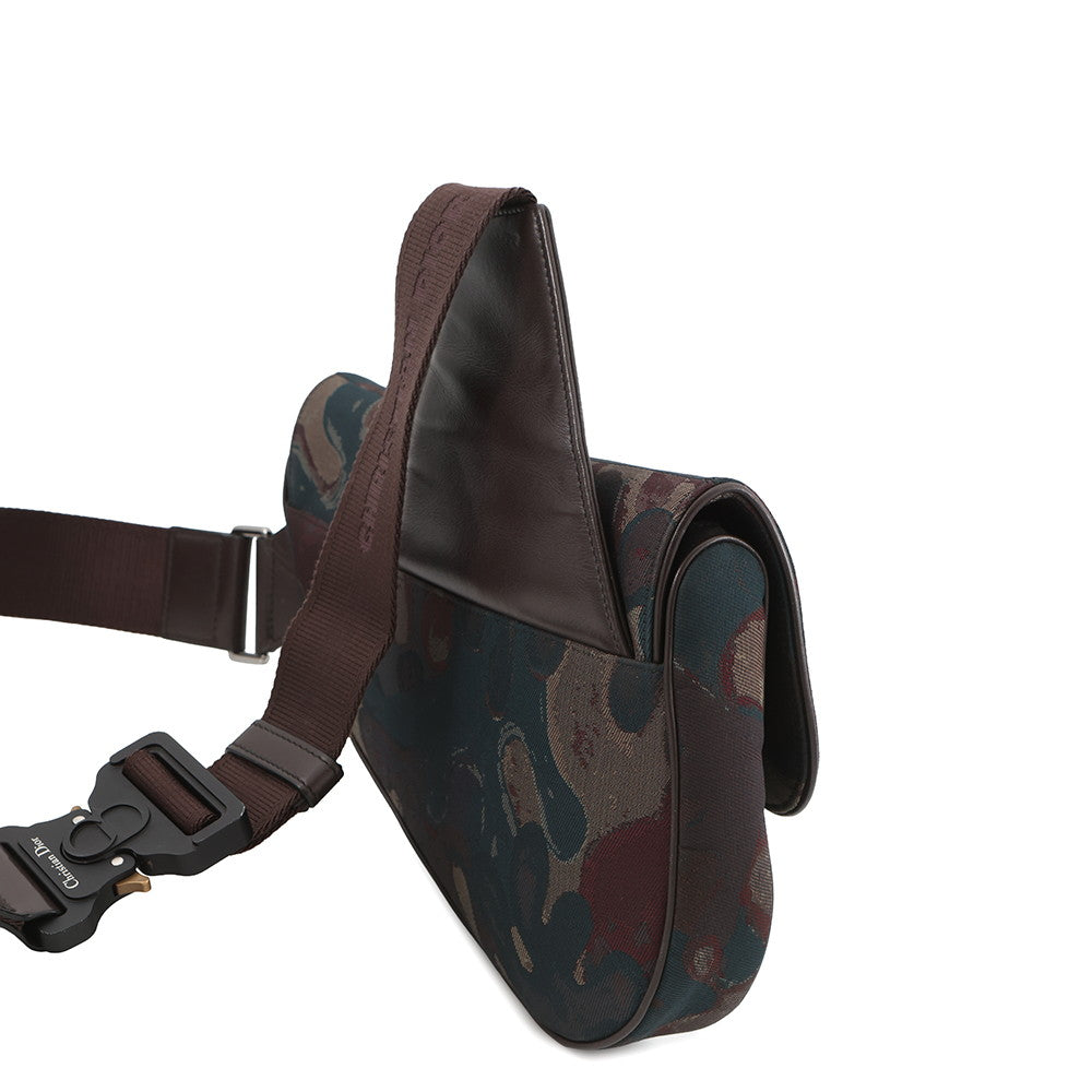 Dior Peter Doyck collaboration camouflage saddlebag Brown Canvas Leather