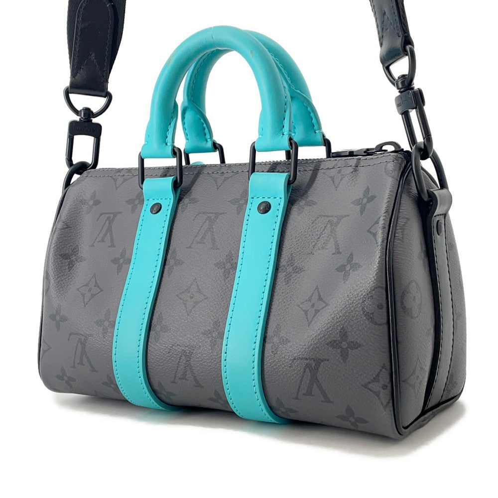LOUIS VUITTON Keepall Bandouliere Turquoise/NoirM11645 Monogram Eclipse Reverse Size 25