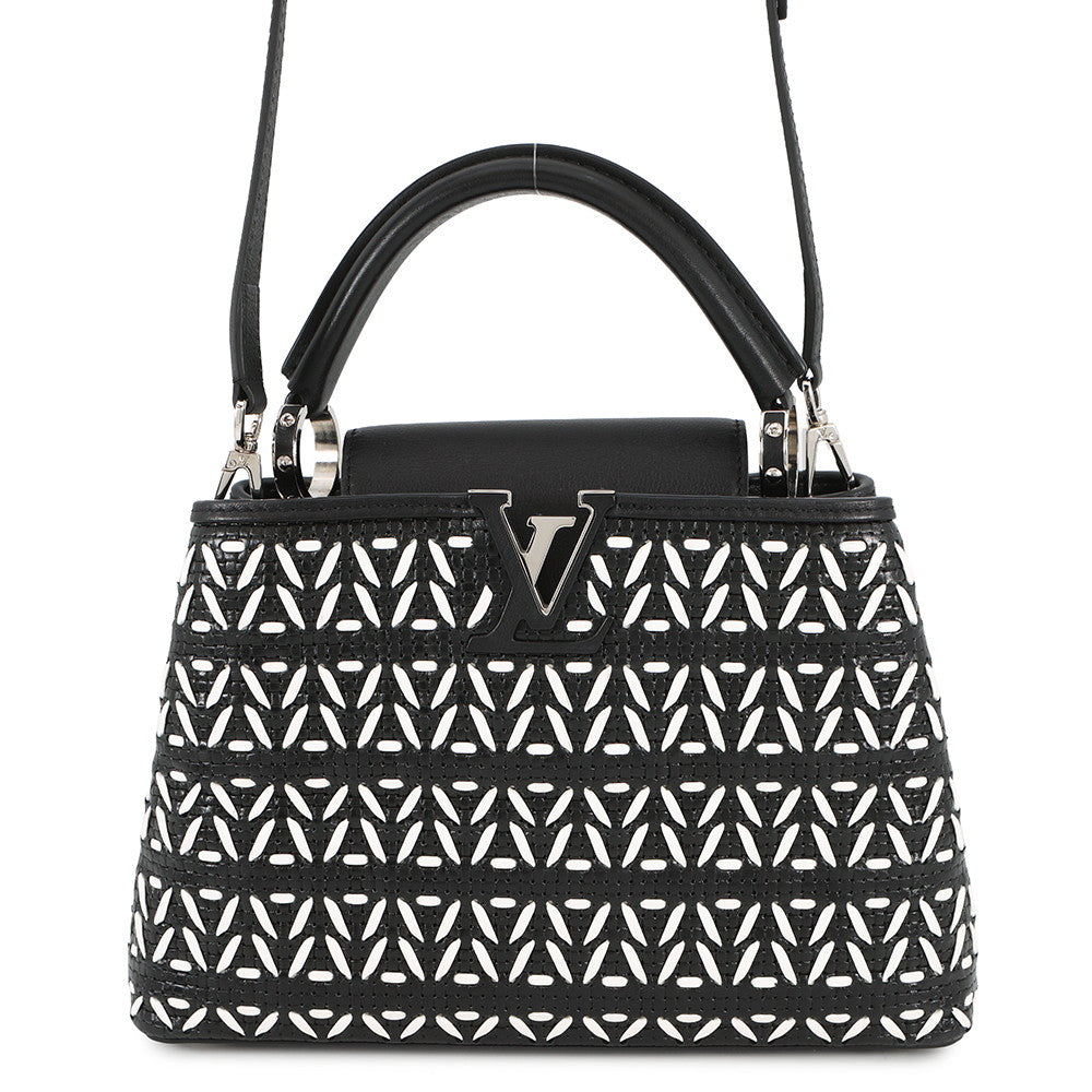 LOUIS VUITTON Capucines Noir/WhiteM42641 Leather Size BB