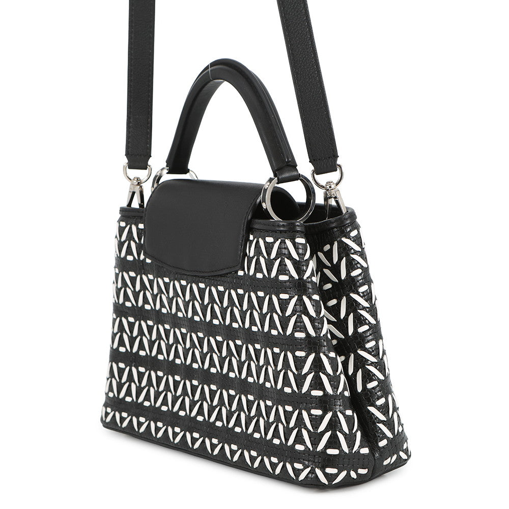 LOUIS VUITTON Capucines Noir/WhiteM42641 Leather Size BB