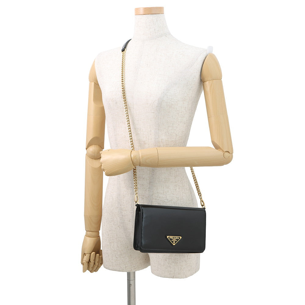 PRADA ChainShoulder Black1BD350 Leather