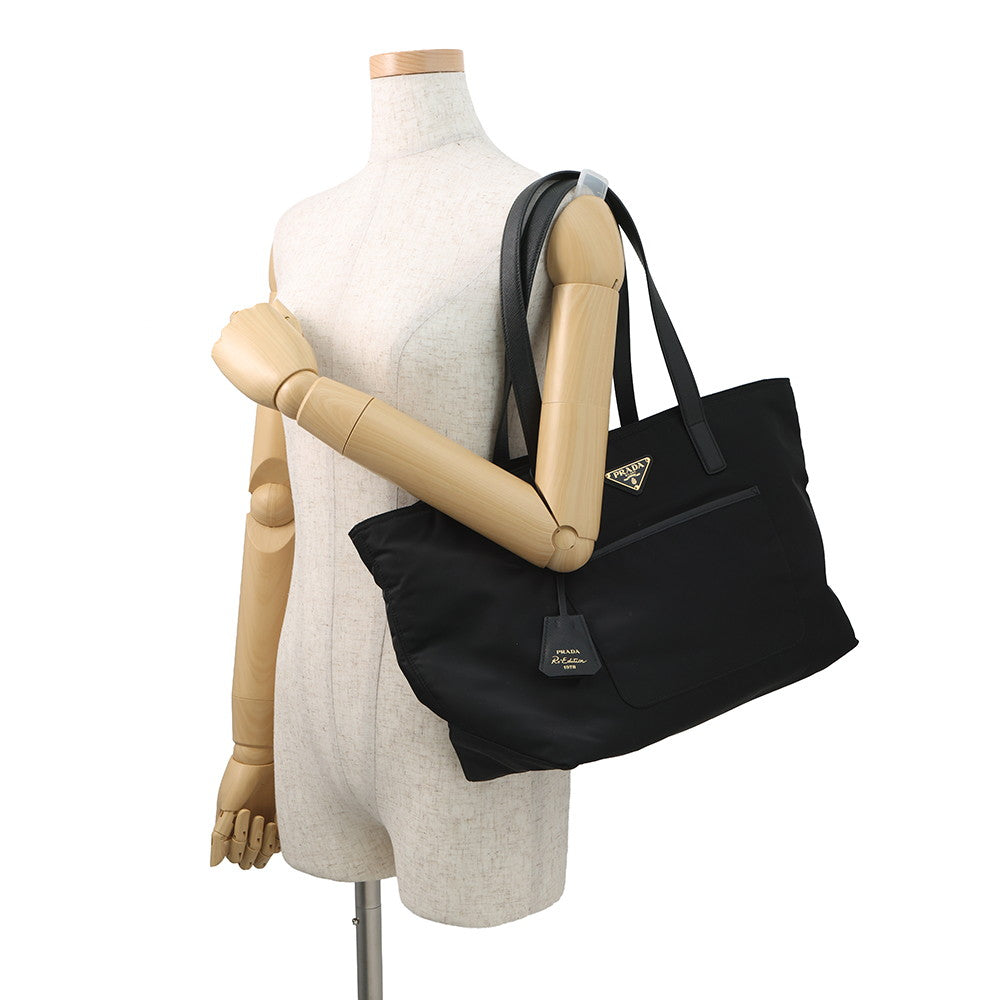 PRADA Re-Edition 1978 Tote Bag Black1BG555 Nylon Saffiano LeatherLeather Size Medium