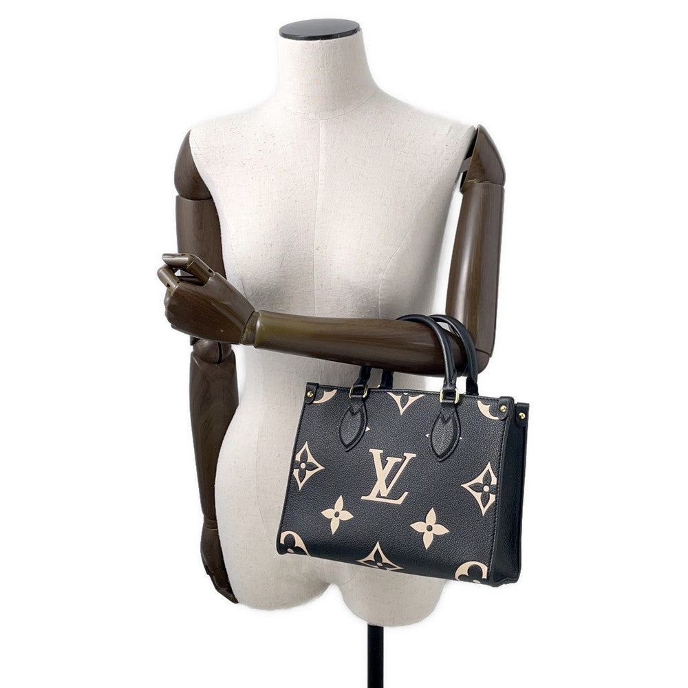 LOUIS VUITTON Onthego Noir/BeigeM45659 Bicolor Monogram Empreinte Leather Size PM