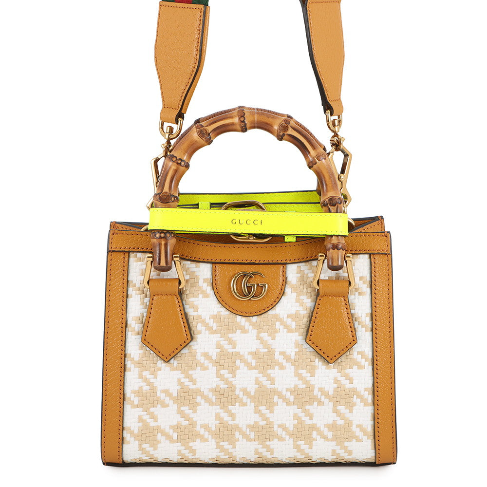 GUCCI Diana Bamboo 2WAYHandbag Light Brown/White702732 Raffia Leather Size Mini
