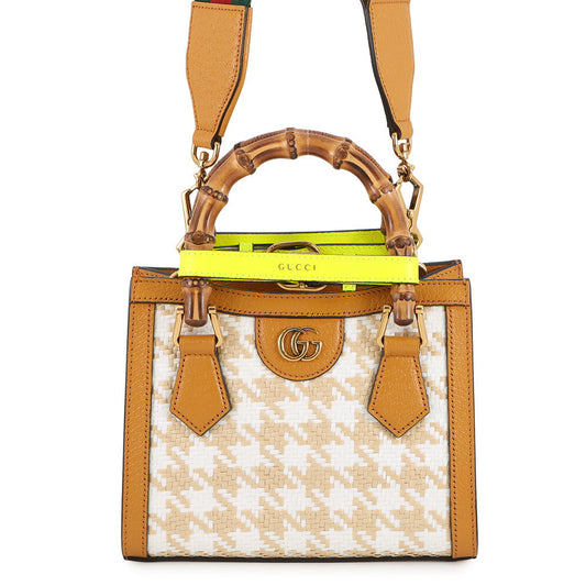GUCCI Diana Bamboo 2WAYHandbag Light Brown/White702732 Raffia Leather Size Mini