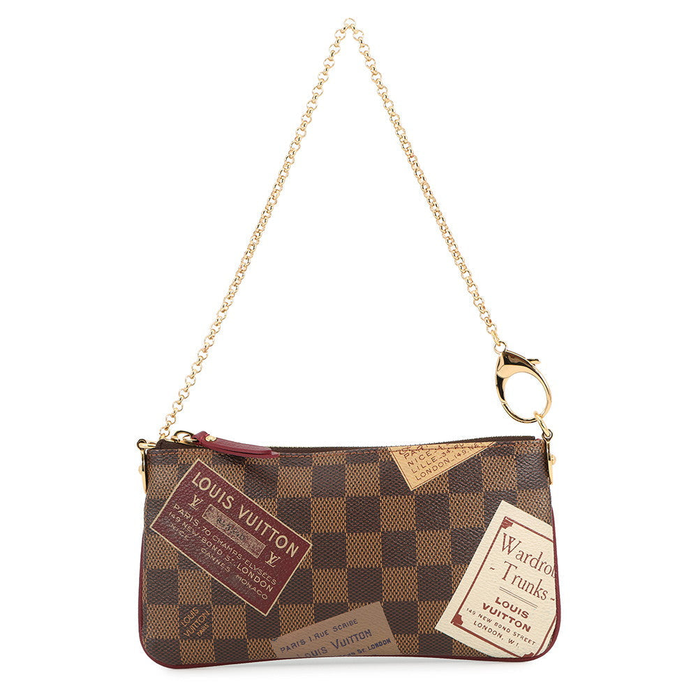 LOUIS VUITTON Pochette?Milla Label Collection RedN63080 Damier Ebene Canvas Size MM