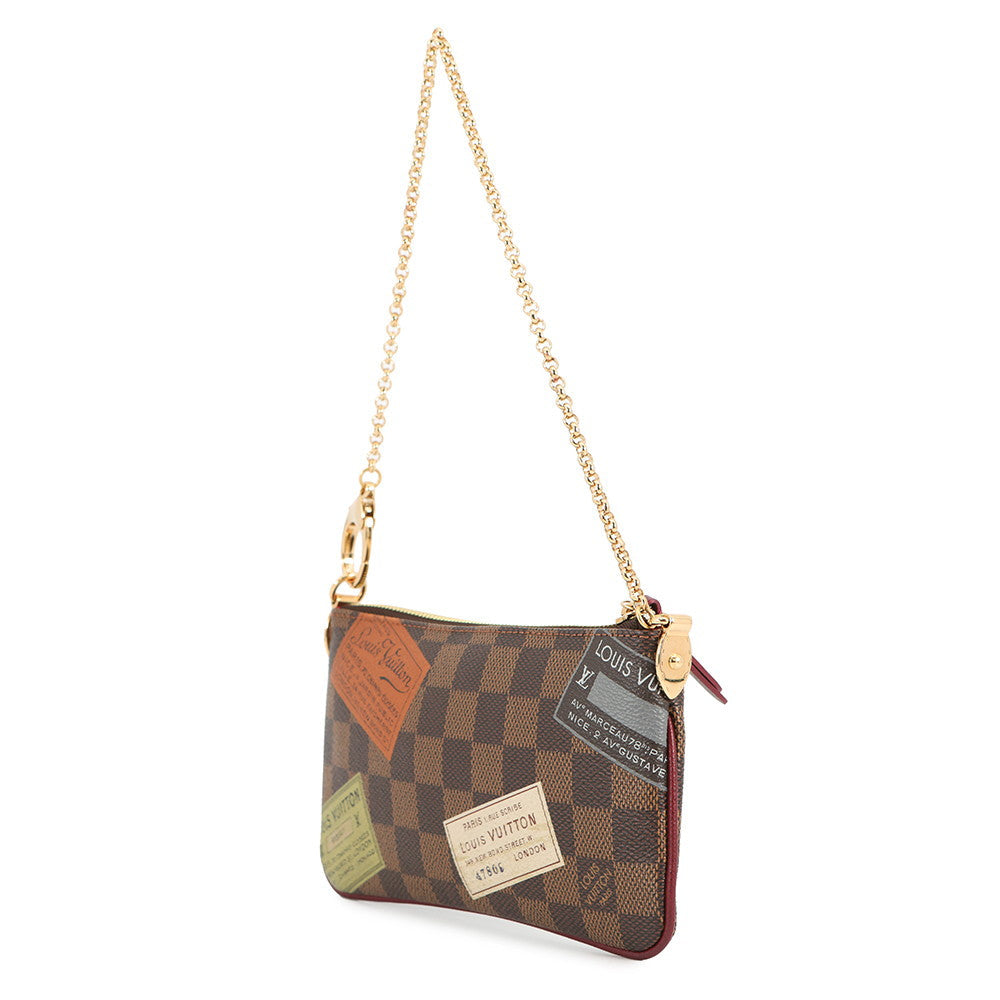 LOUIS VUITTON Pochette?Milla Label Collection RedN63080 Damier Ebene Canvas Size MM