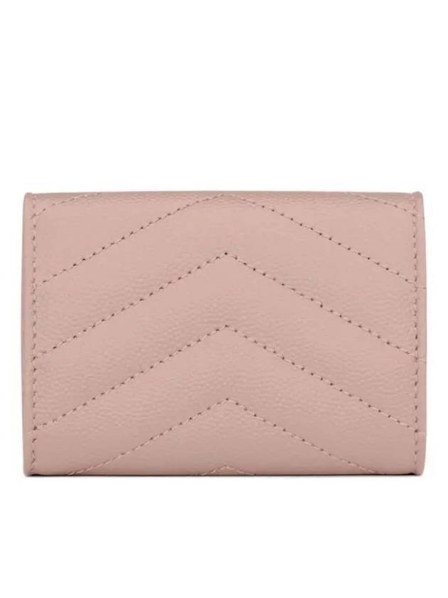 Luxury Saint Laurent Trending 2025 Monogram Quilted Mini Half Wallet Pale Pink