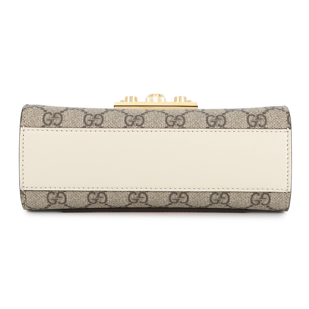 GUCCI GG Supreme Padlock Shoulder Beige/Mustard/Ivory409487 GG Supreme Leather Size Small