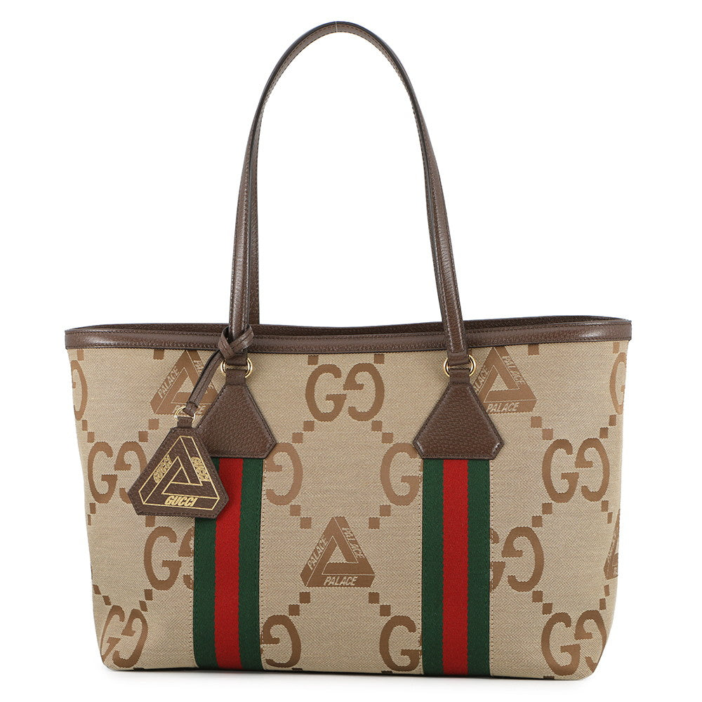 GUCCI Jumbo GG Tote Bag PALECE Collaboration 2022 Beige723736 Canvas Leather Size Medium