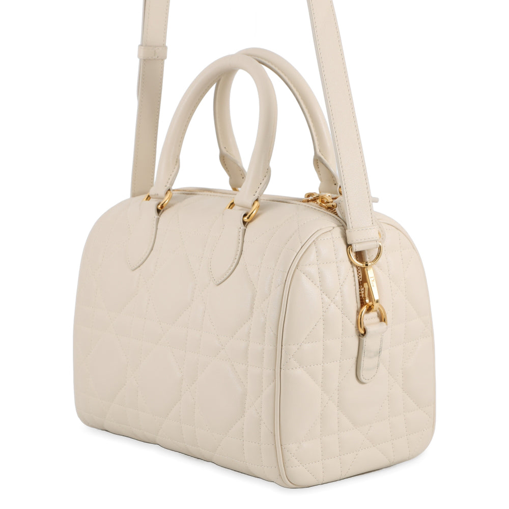 Dior Groove 25 Macrocannage 2-Way Bag IvoryM1365UBOL Calf Leather Size Medium