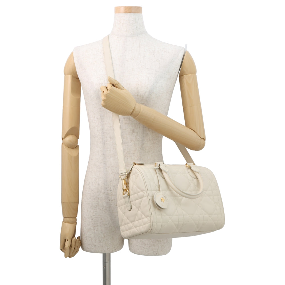Dior Groove 25 Macrocannage 2-Way Bag IvoryM1365UBOL Calf Leather Size Medium