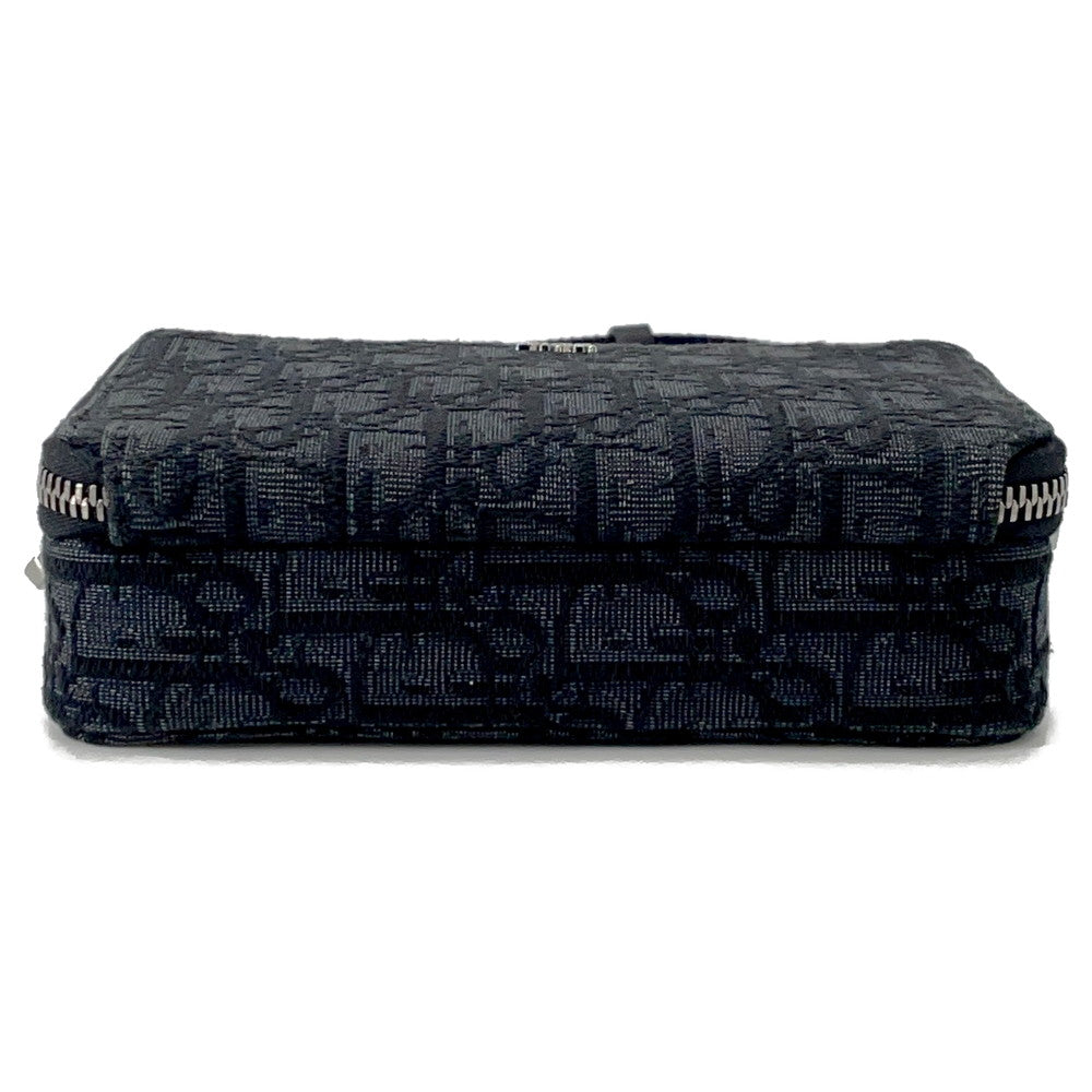 Dior Oblique Jacquard Zip Pouch Shoulder Bag Black2OBBC119YSE Canvas Leather