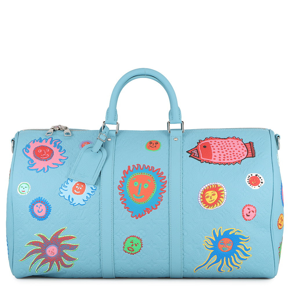 LOUIS VUITTON LVxYK KeepallBandouliere Blue/MulticolorM21713 Monogram?Taurillon Yayoi Kusama Size 50