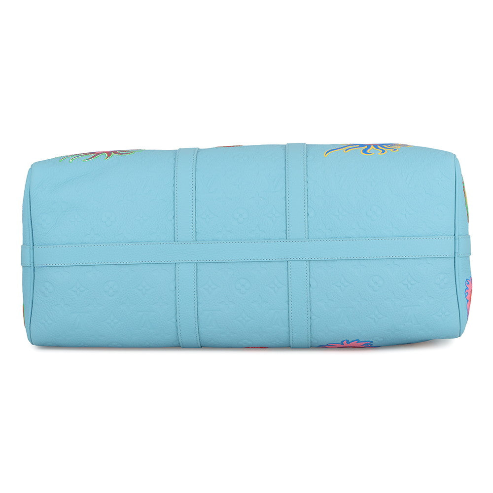 LOUIS VUITTON LVxYK KeepallBandouliere Blue/MulticolorM21713 Monogram?Taurillon Yayoi Kusama Size 50