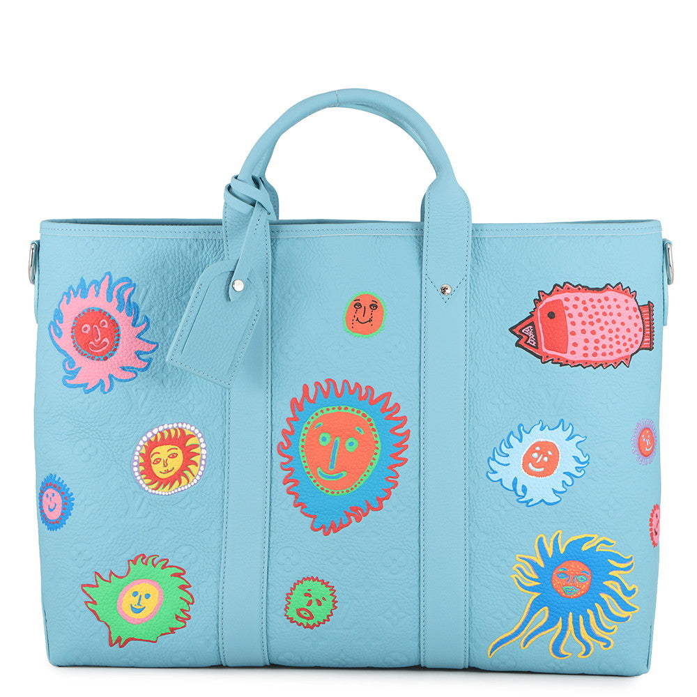 LOUIS VUITTON LVxYK Weekend Tote Blue/MulticolorM21717 Monogram?Taurillon Yayoi Kusama
