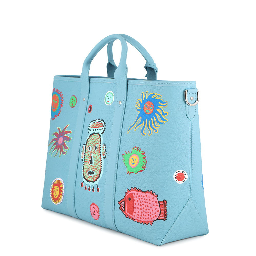 LOUIS VUITTON LVxYK Weekend Tote Blue/MulticolorM21717 Monogram?Taurillon Yayoi Kusama