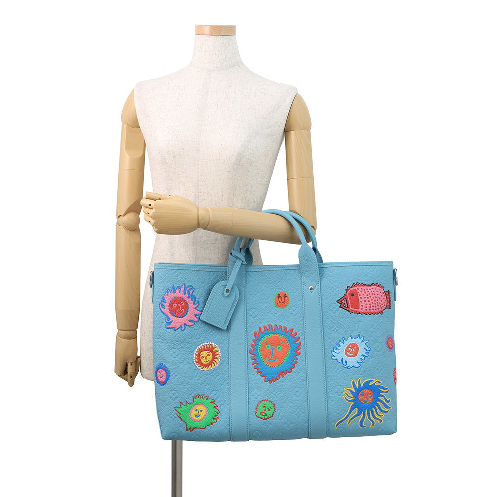 LOUIS VUITTON LVxYK Weekend Tote Blue/MulticolorM21717 Monogram?Taurillon Yayoi Kusama