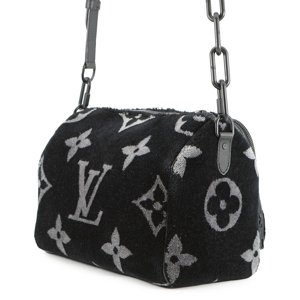 LOUIS VUITTON Keepall Bandouliere Virgil Abloh NoirM45438 Monogram Giant Eclipse Tufftage Calf Leather Size 25