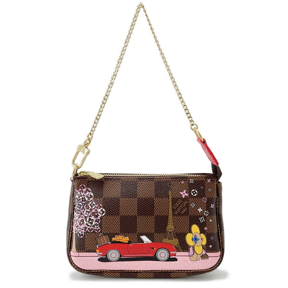 LOUIS VUITTON Mini Pochette Accessories Christmas Limited Edition RedN60259 Damier Ebene Canvas Vivienne