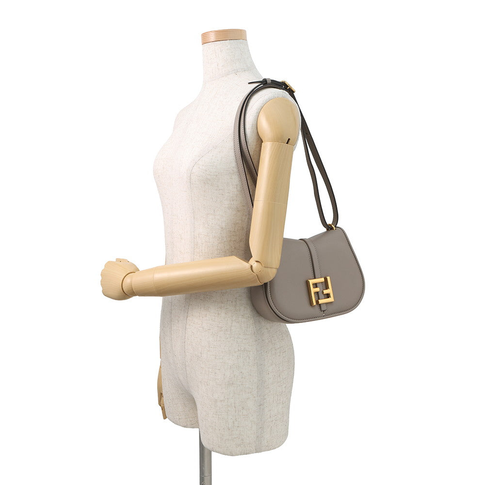 FENDI C'mon Shoulder Bag Beige8BS082 Leather Size Small