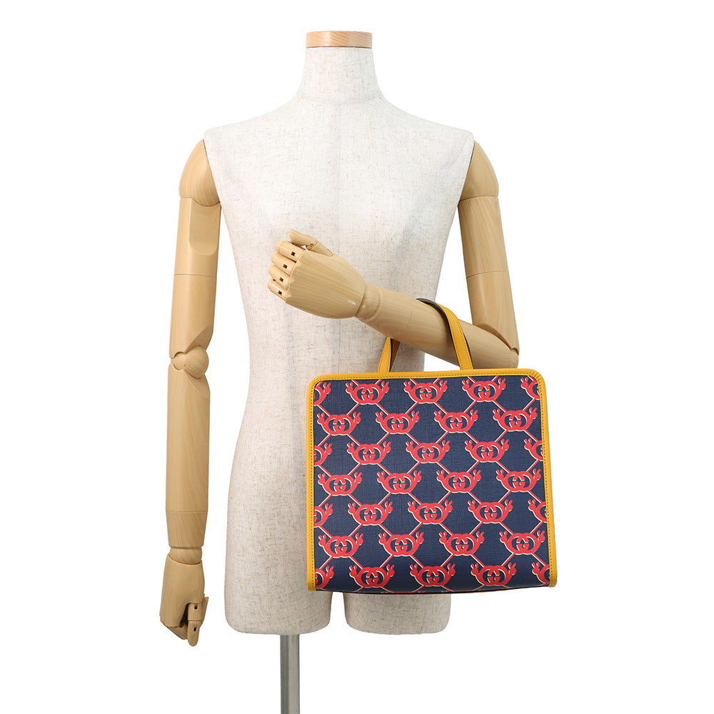 GUCCI Children's Snail Tote Bag Navy/Red/Yellow605614 GG Supreme Leather