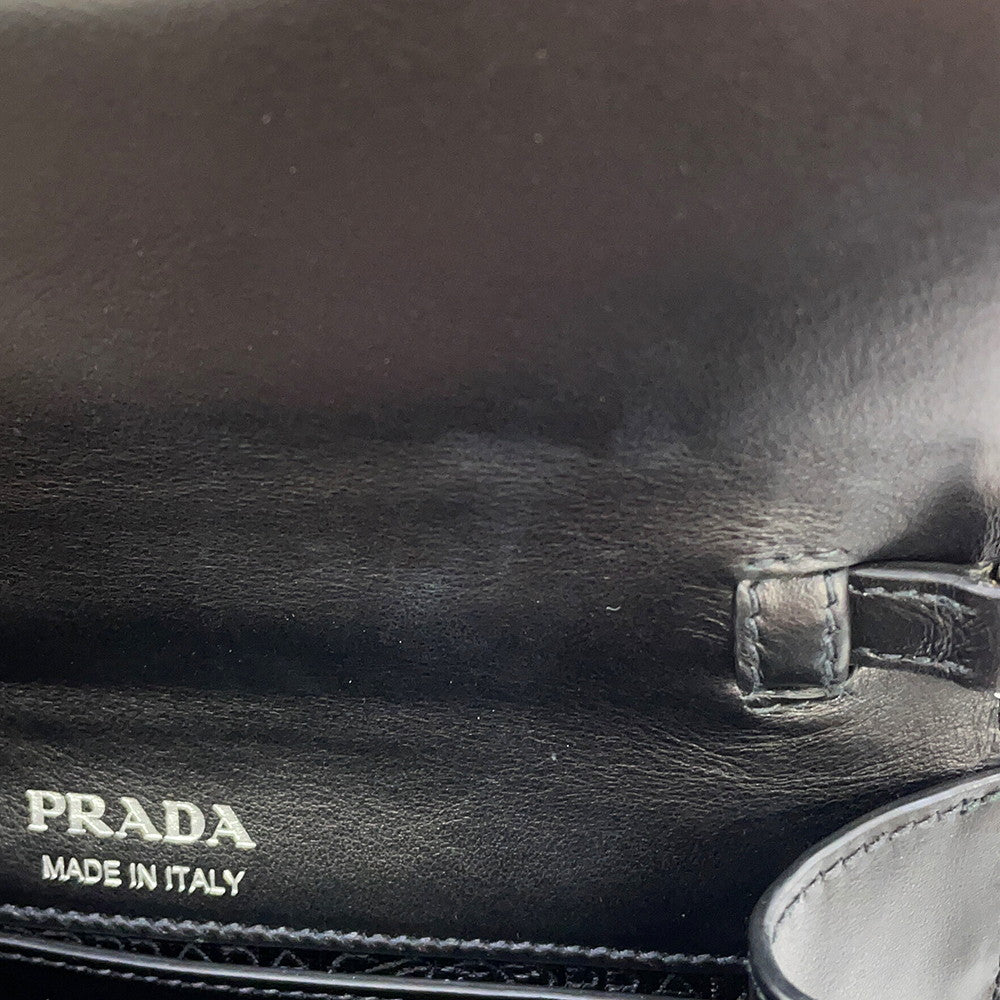 PRADA City Plex Ribbon Shoulder Bag Black/Pink1BD067 Leather Plastic