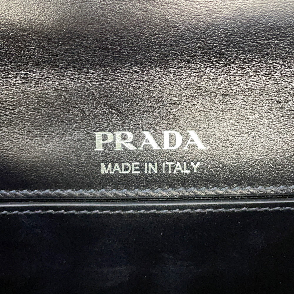 PRADA City Plex Ribbon Shoulder Bag Black/Pink1BD067 Leather Plastic