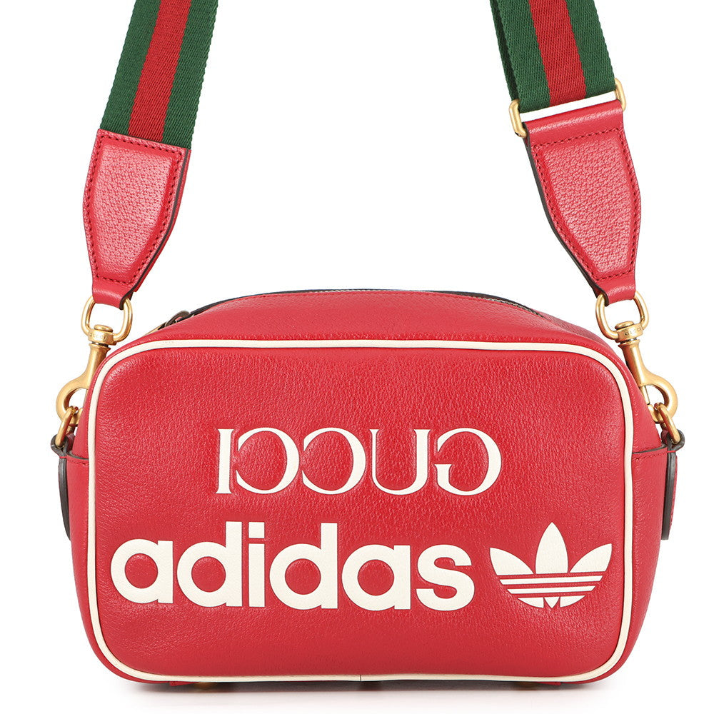GUCCI Adidas Logo Shoulder Bag Red/White702427 Leather