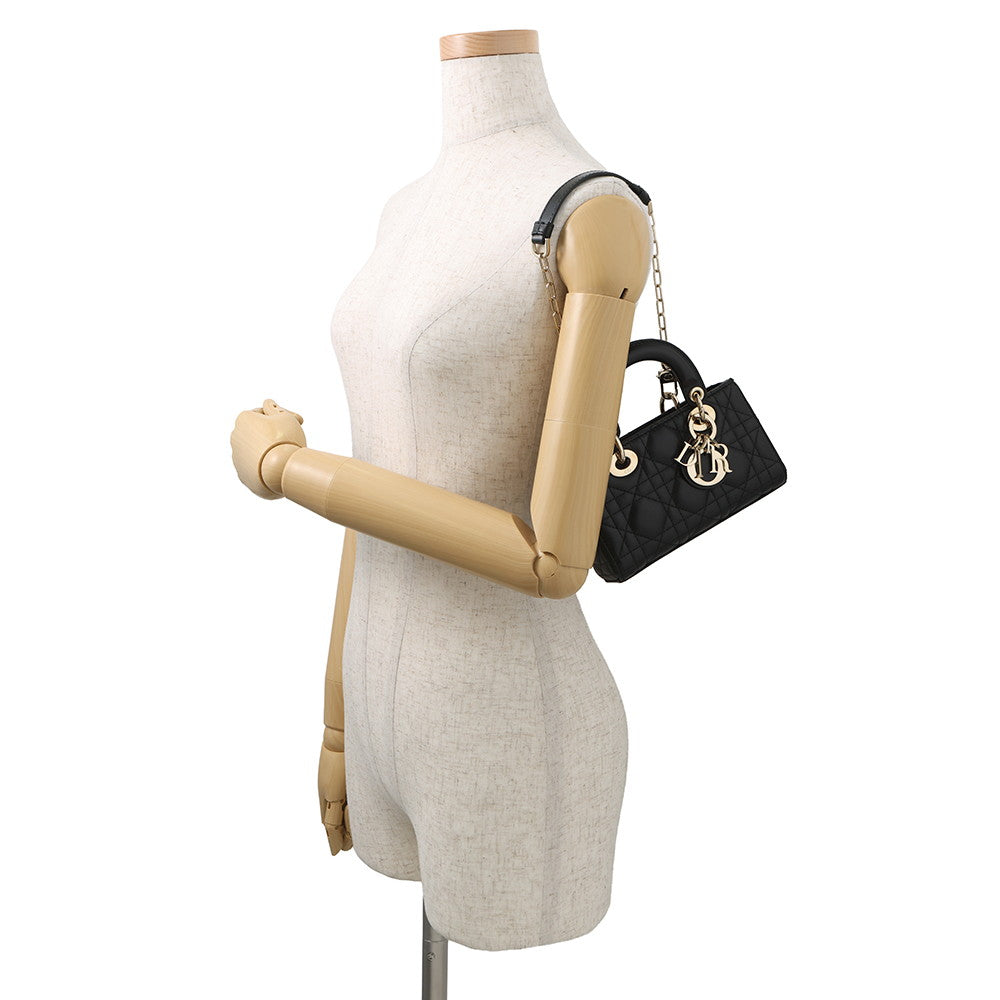 Dior Lady D-Joy Cannage 3-way Bag BlackS0910ONGE Lambskin Size micro
