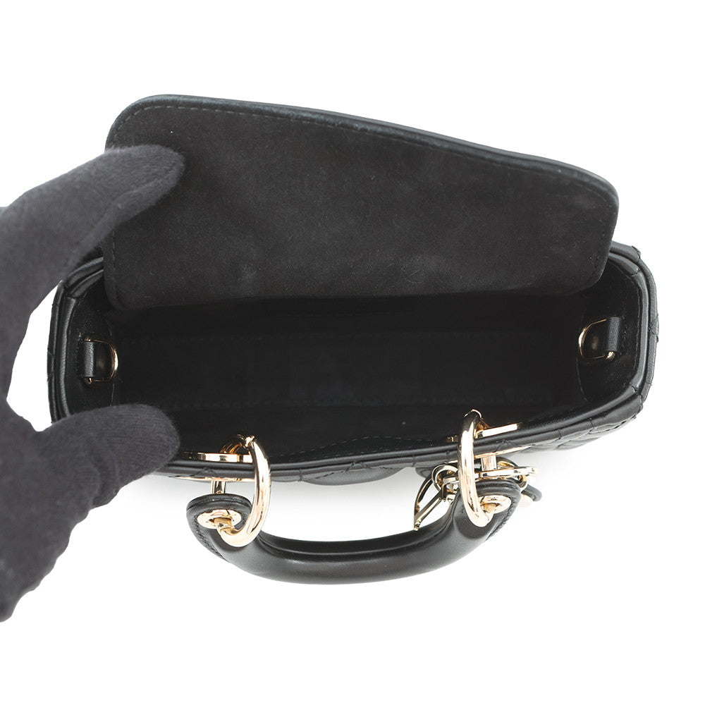 Dior Lady D-Joy Cannage 3-way Bag BlackS0910ONGE Lambskin Size micro