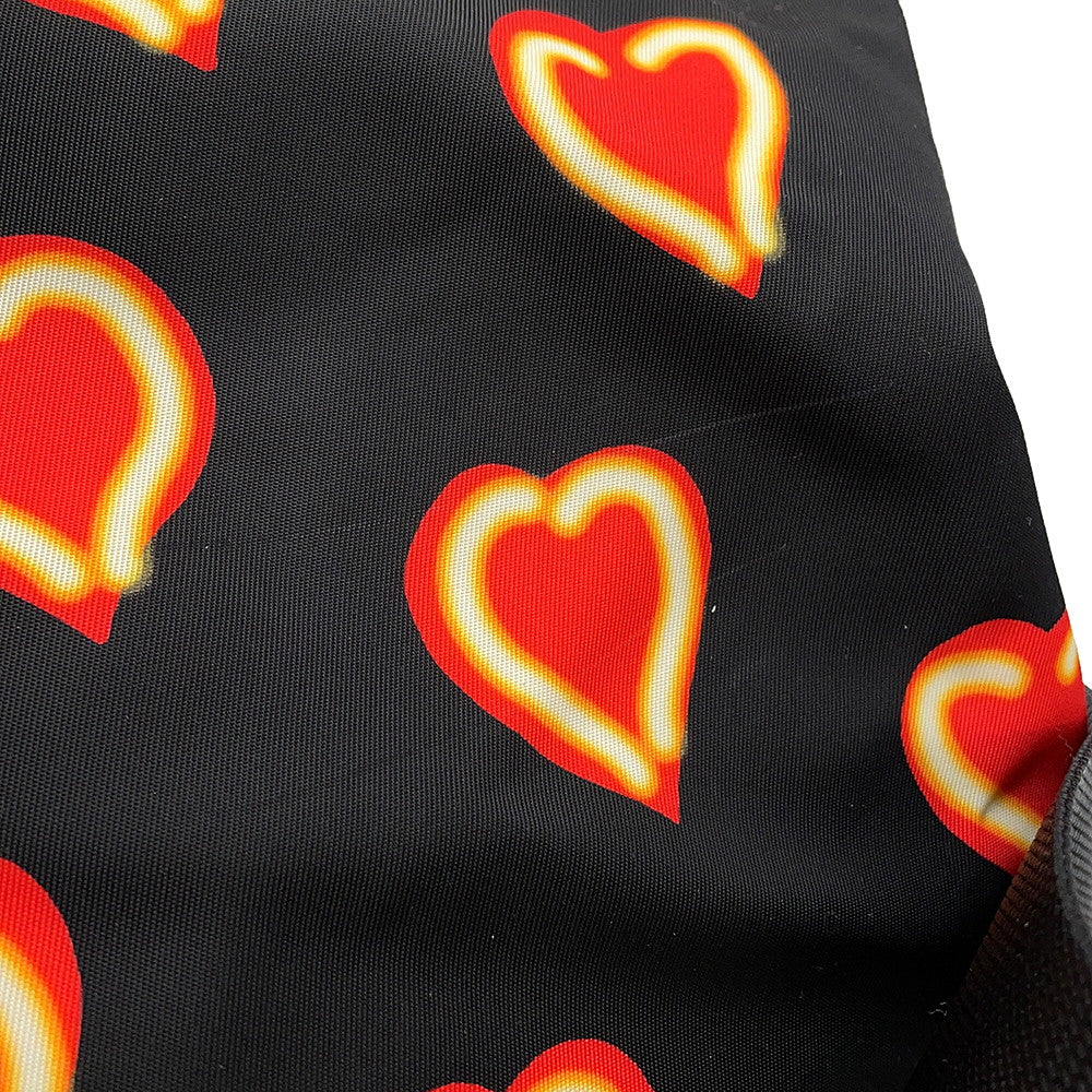 PRADA Heart Pattern Backpack Black/Red1BZ006 Nylon