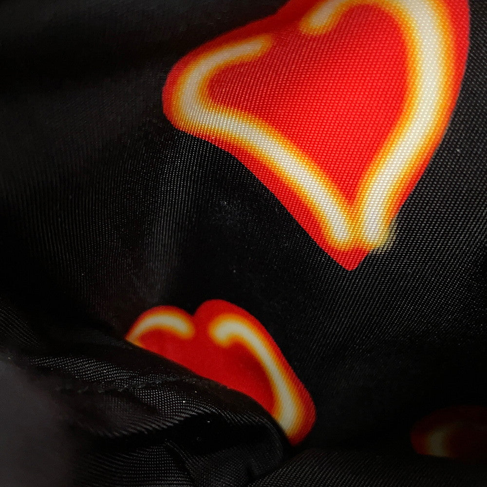 PRADA Heart Pattern Backpack Black/Red1BZ006 Nylon