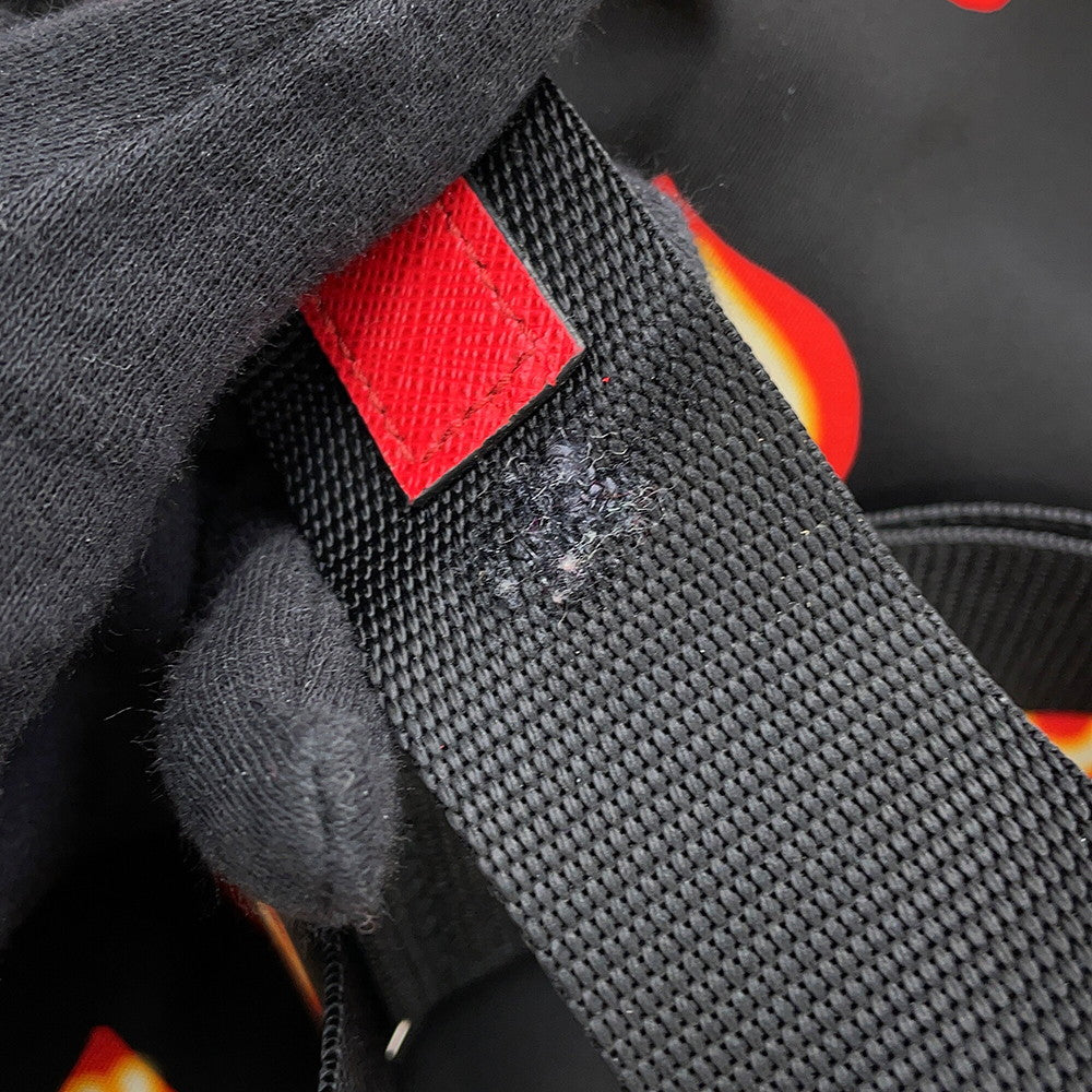 PRADA Heart Pattern Backpack Black/Red1BZ006 Nylon