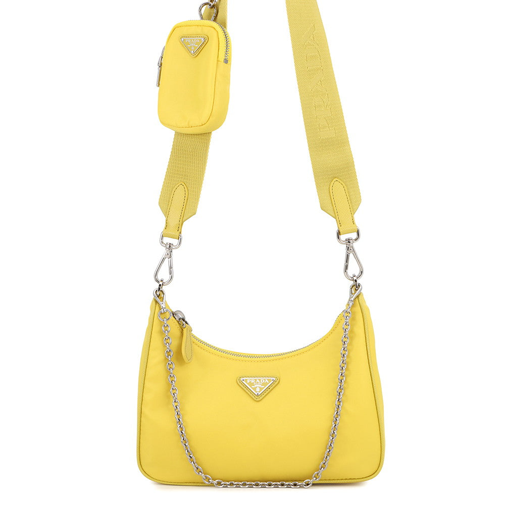 PRADA Re-Edition 2005 Re-Nylon Shoulder Bag Yellow1BH204 Nylon Leather