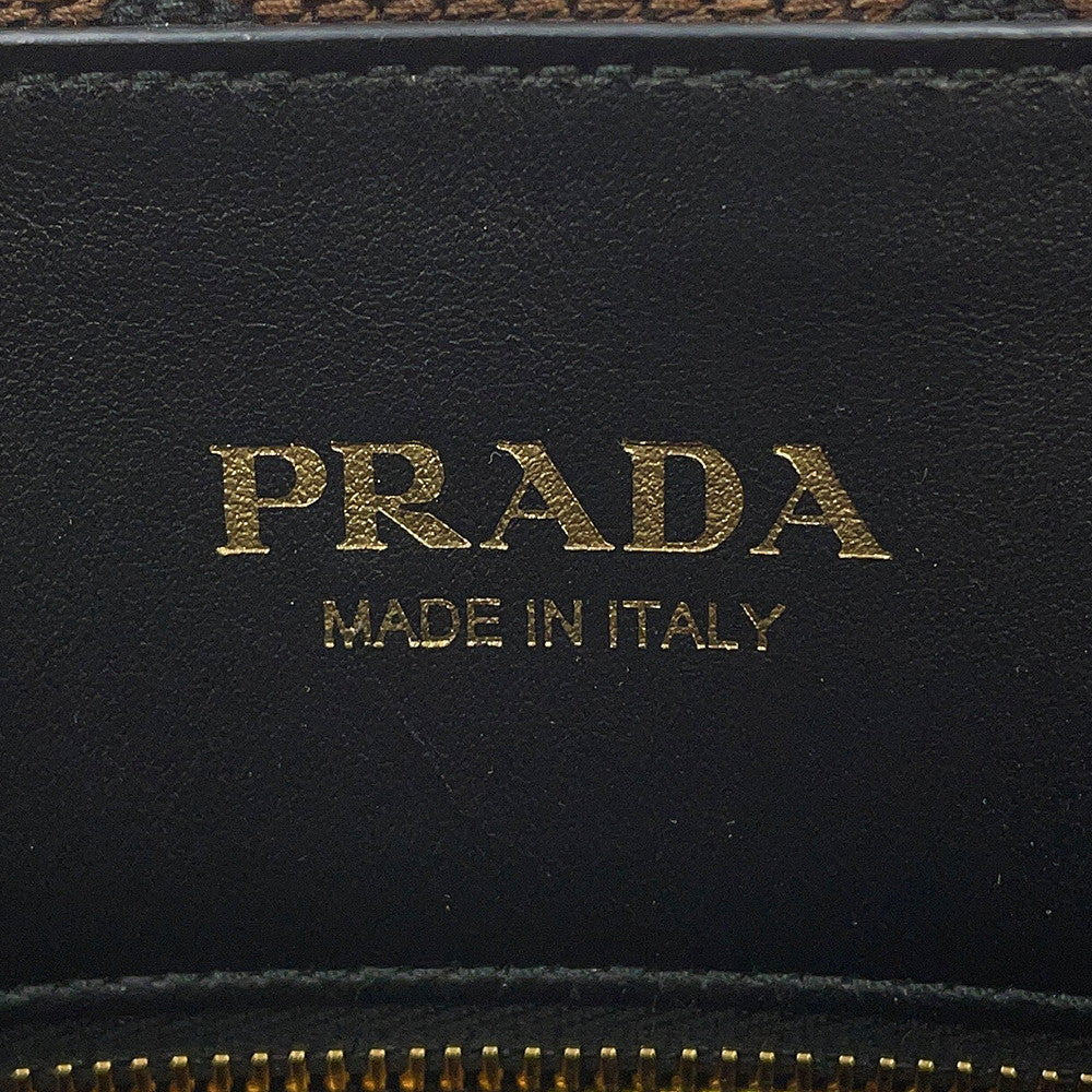 PRADA Triangle Jacquard Tote Bag Brown/Black2VG106 Canvas Leather
