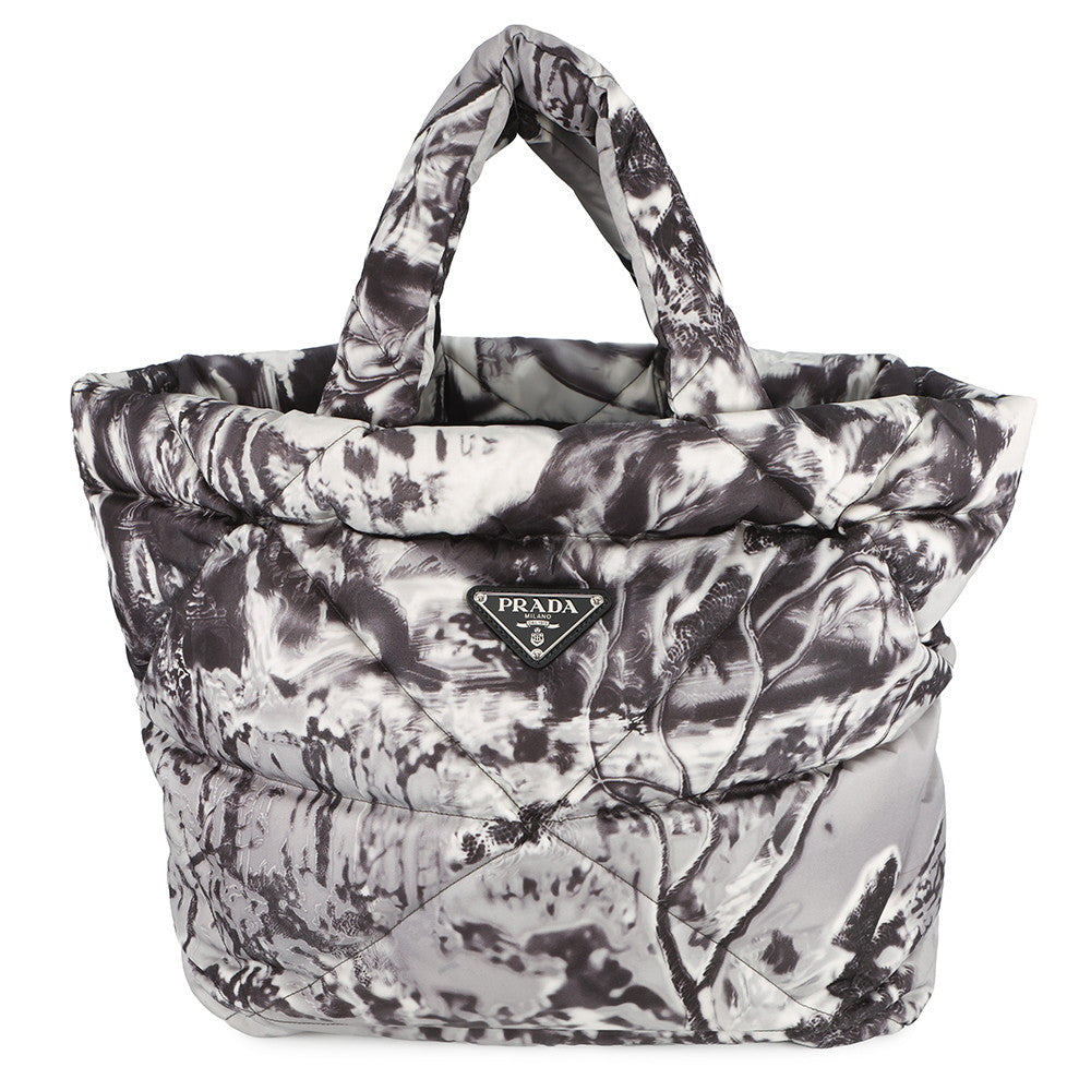 PRADA Re-Nylon Padded Print Quilted Tote Bag Gray2VG082 Nylon
