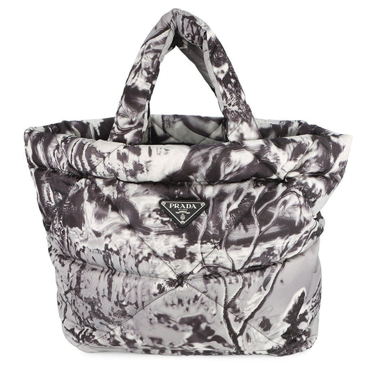PRADA Re-Nylon Padded Print Quilted Tote Bag Gray2VG082 Nylon