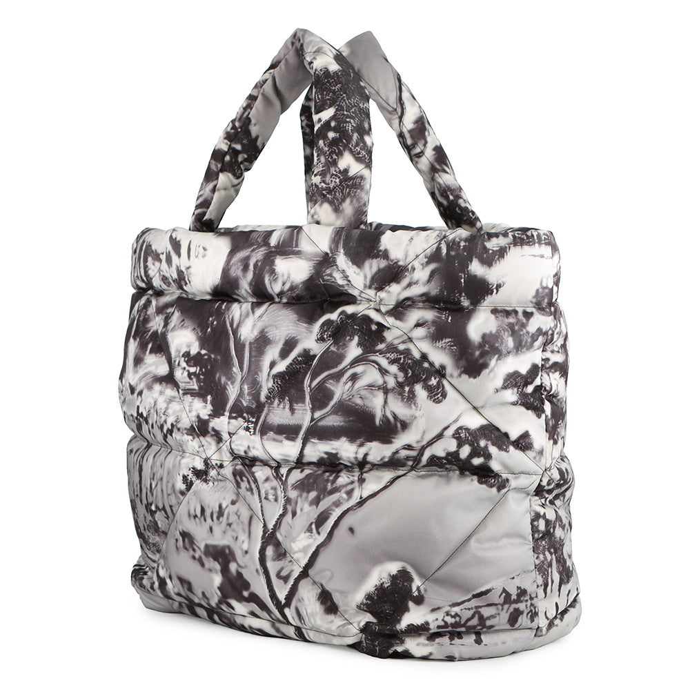 PRADA Re-Nylon Padded Print Quilted Tote Bag Gray2VG082 Nylon