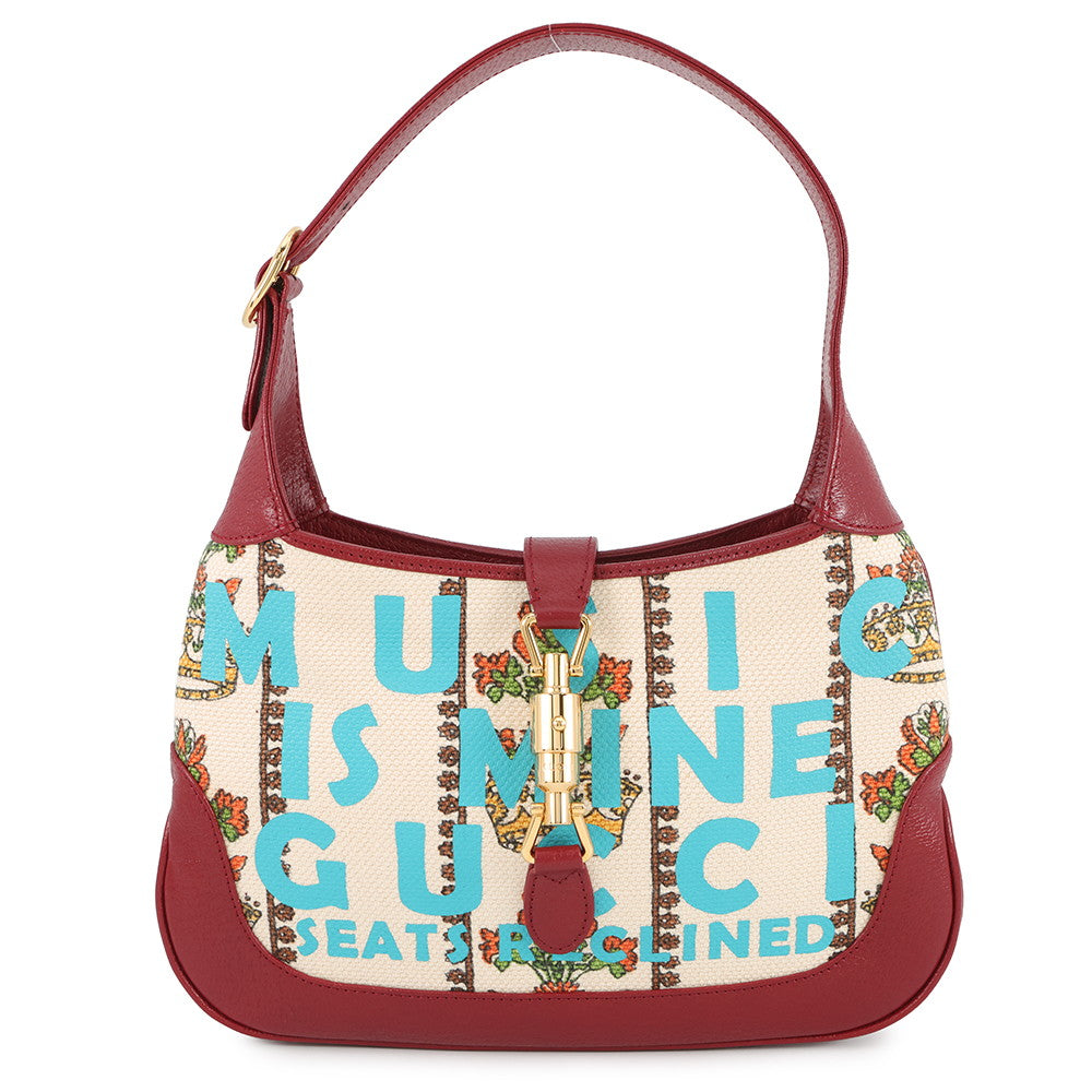 GUCCI Centennial Jackie 1961 Hobo Bag Ivory/Red636706 Canvas Leather Size Small