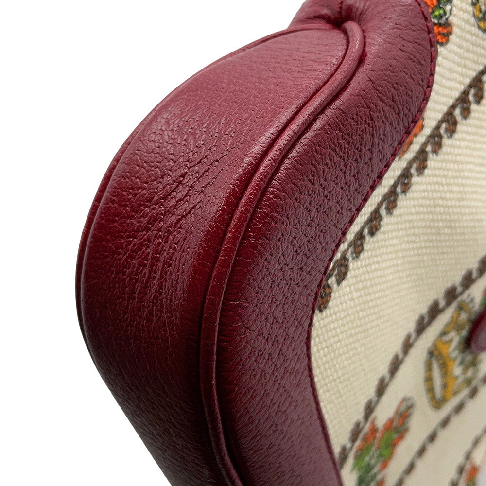 GUCCI Centennial Jackie 1961 Hobo Bag Ivory/Red636706 Canvas Leather Size Small