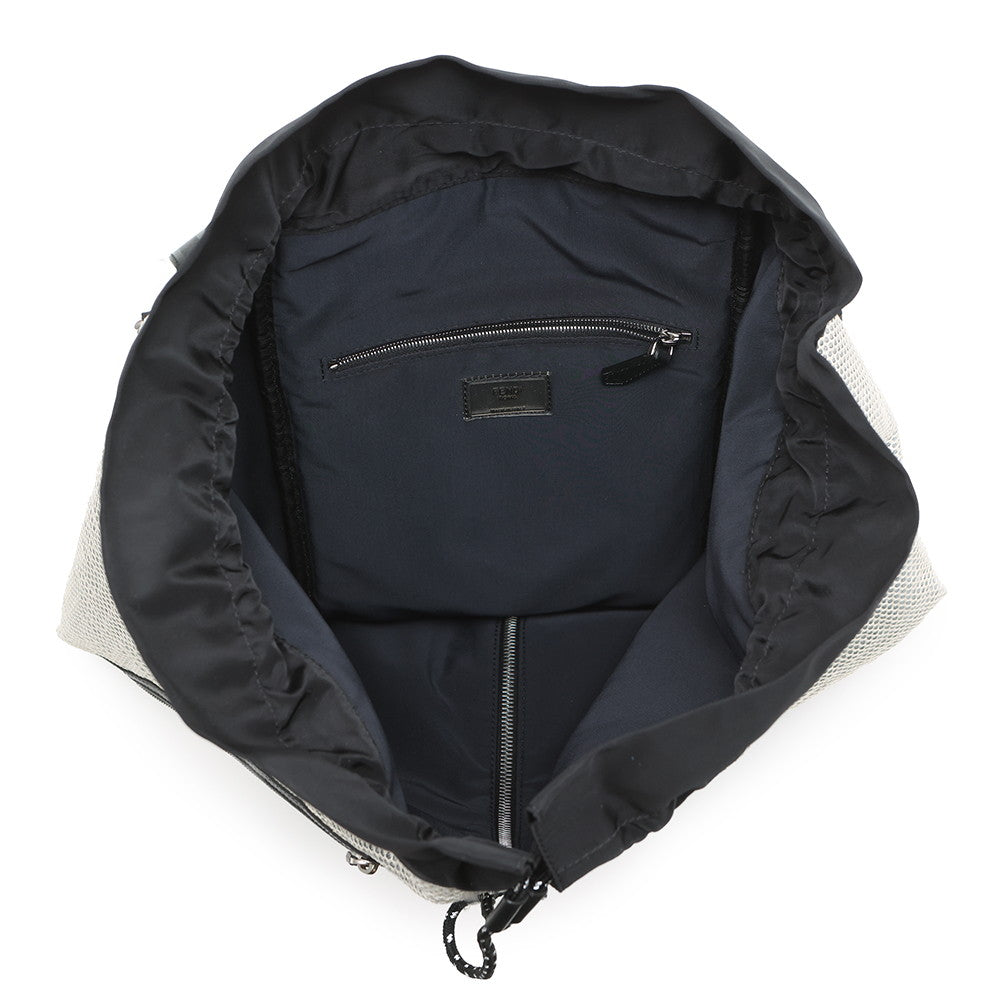 FENDI Logo Backpack Ivory/Black7VA466 Nylon Mesh