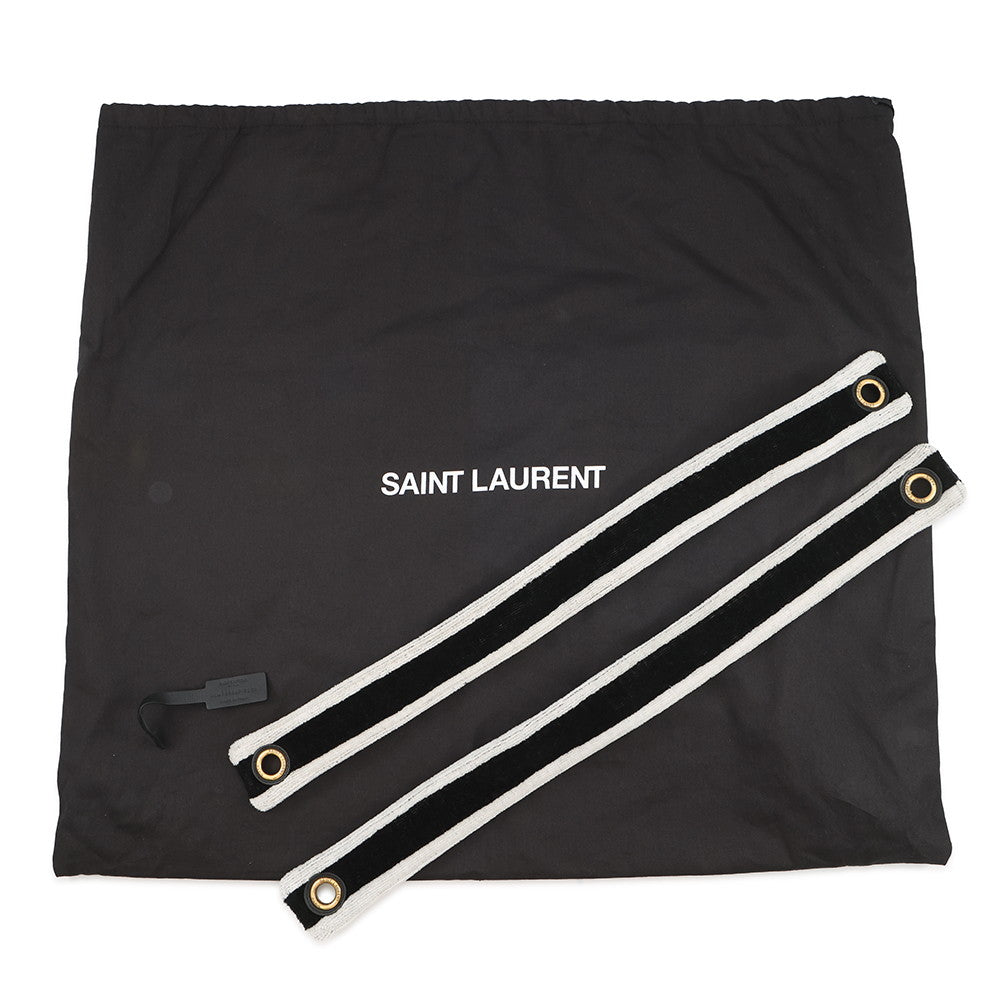 SAINT LAURENT PARIS Rive Gauche Towel Tote Bag White/Black735067 Cotton