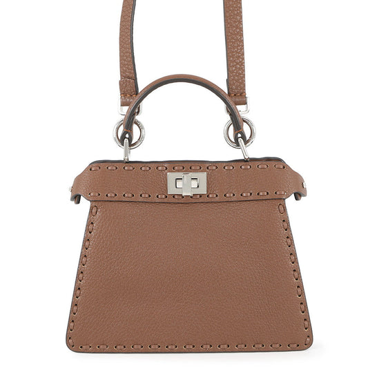 FENDI Peekaboo Selleria I see you Brown8BN335 Leather Size Petit