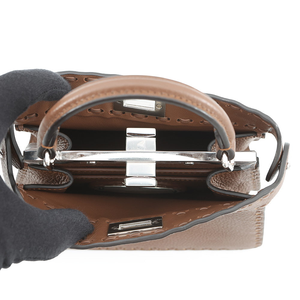 FENDI Peekaboo Selleria I see you Brown8BN335 Leather Size Petit