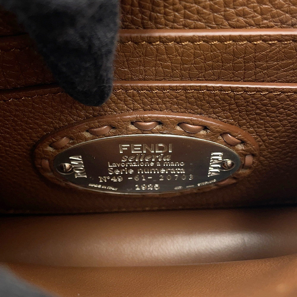 FENDI Peekaboo Selleria I see you Brown8BN335 Leather Size Petit