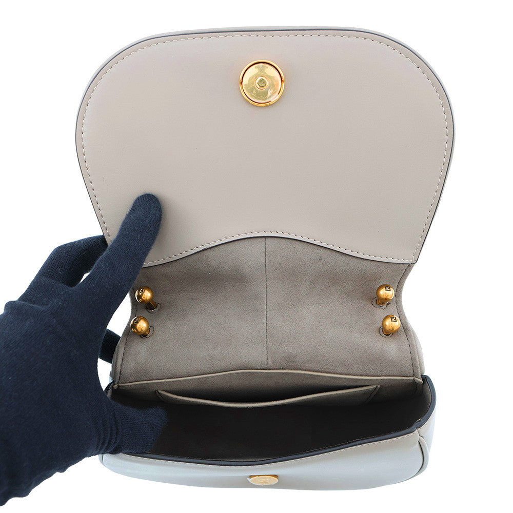 FENDI C'mon Shoulder Bag Greige8BS082 Leather Size Small