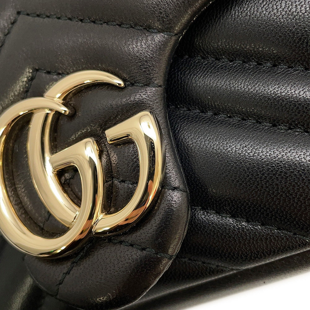 GUCCI GG Marmont Mini Shoulder Bag Black/Bordeaux841290 Leather