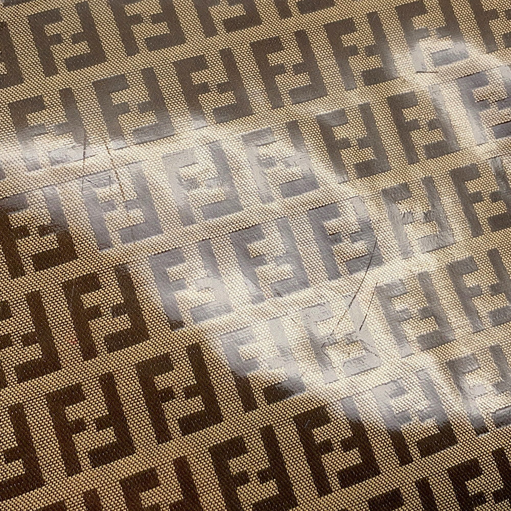 FENDI Zucchino Shoulder Bag Beige/Brown Enamel